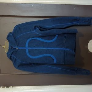 Lululemon Scuba Hoodie Stretch Double Diamond Baroque Blue Cuffins Women Size 2